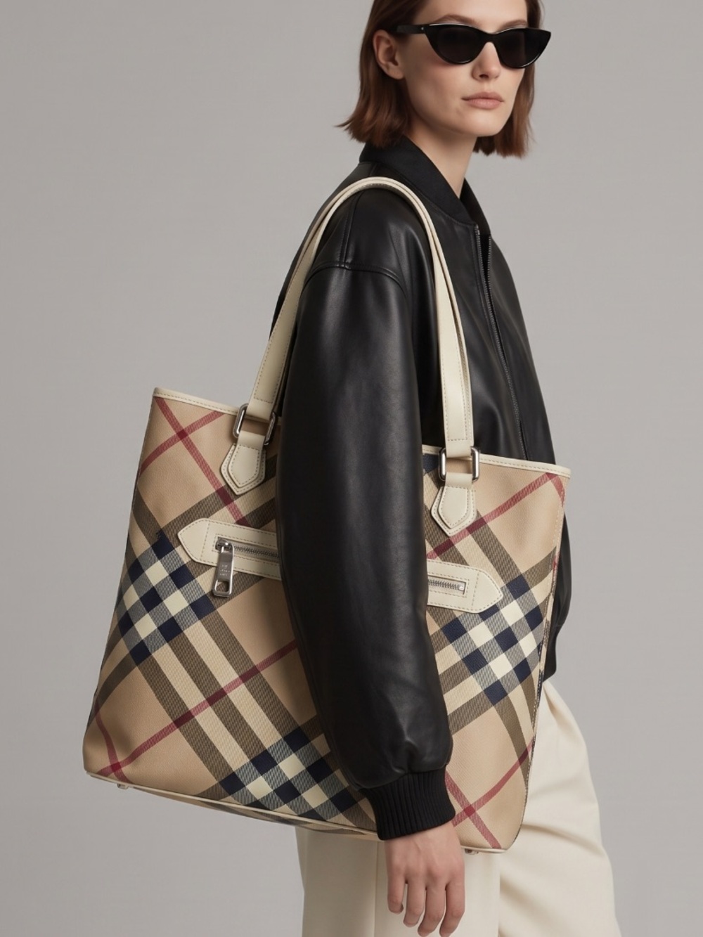 💯% AUTHENTIC LARGE BURBERRY SUPER NOVA CHECK TOTE BAG.